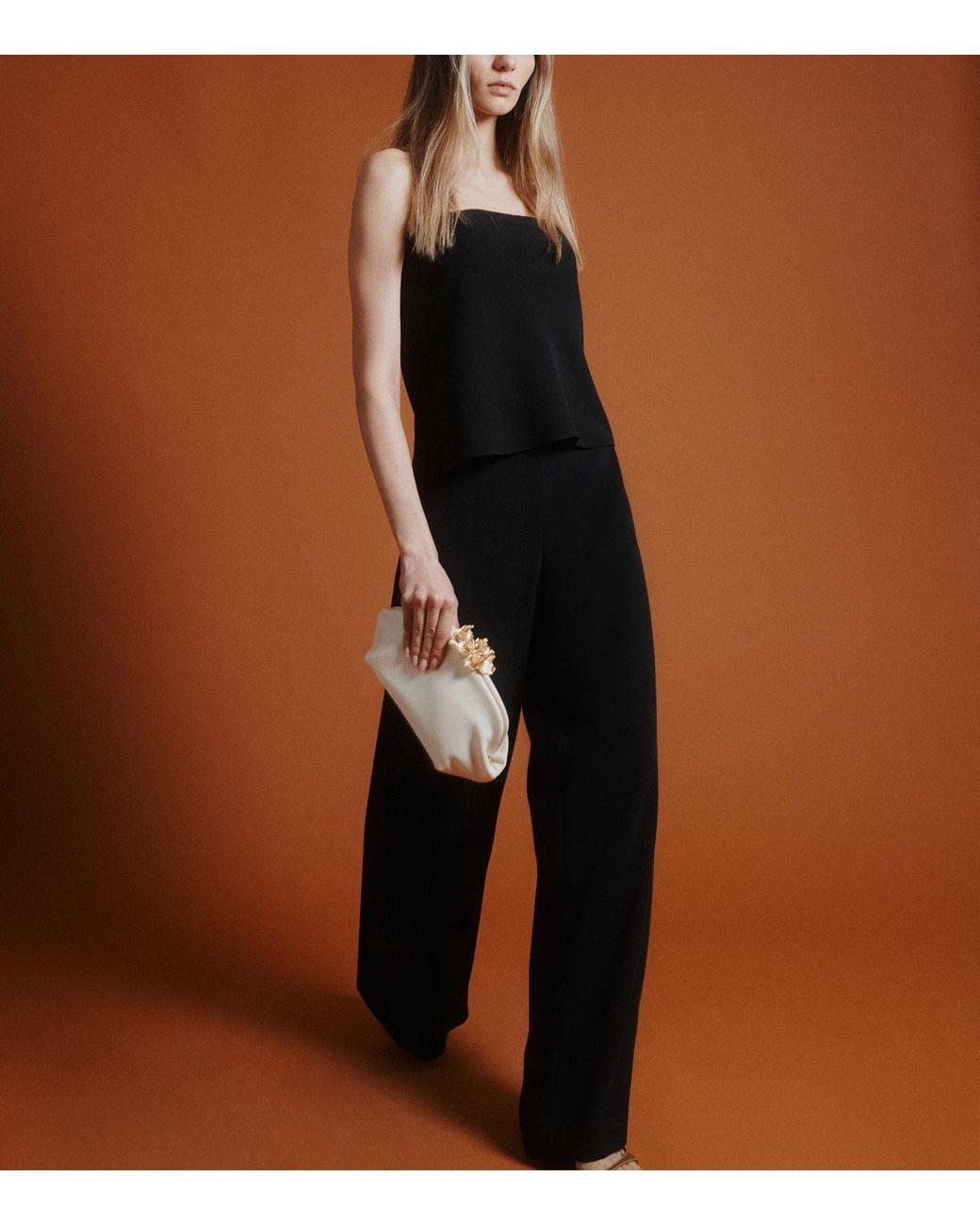 Marella Black Envers Satin Wide-Leg Trousers