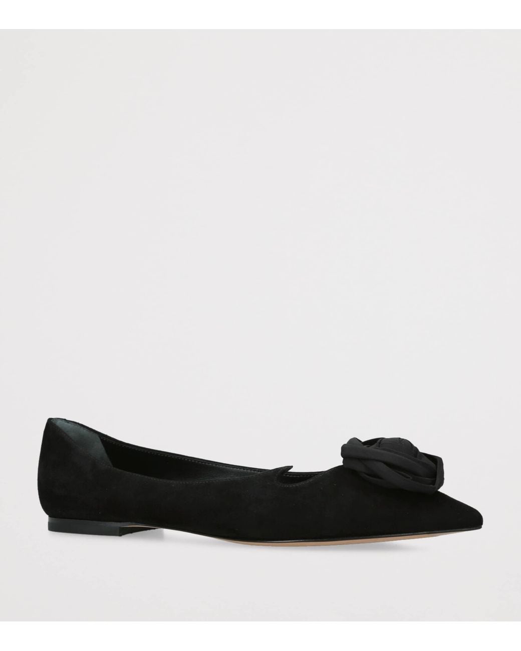 Roger Vivier Black Suede I Love Vivier Rose Ballet Flats