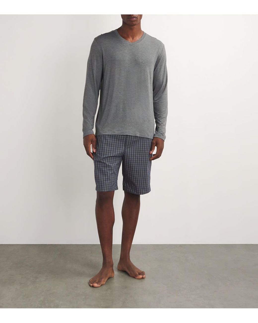 Hanro Gray Casuals V-Neck T-Shirt for men