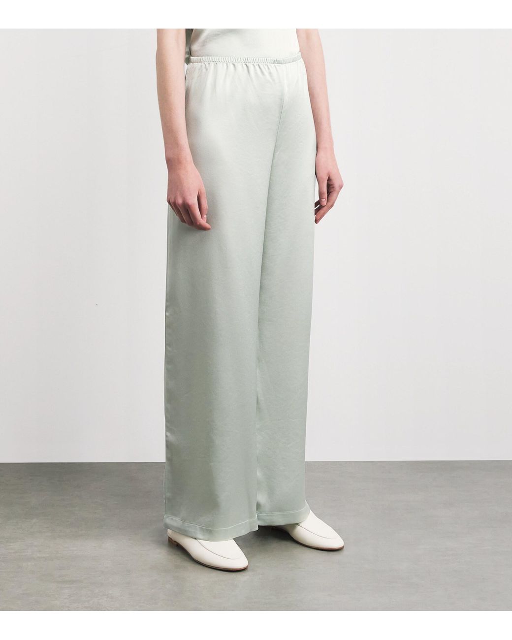 Leset Gray Satin Barb Bias Trousers