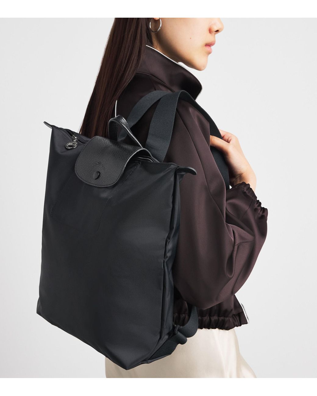 Longchamp Black Medium Le Pliage One Backpack