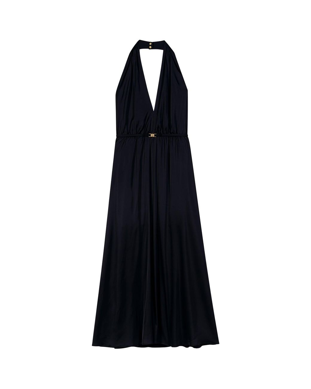 Maje Black Plunge Halterneck Midi Dress