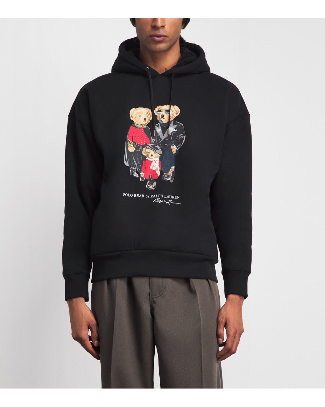 Polo Ralph Lauren Black Fleece Polo Bear Family Hoodie for men