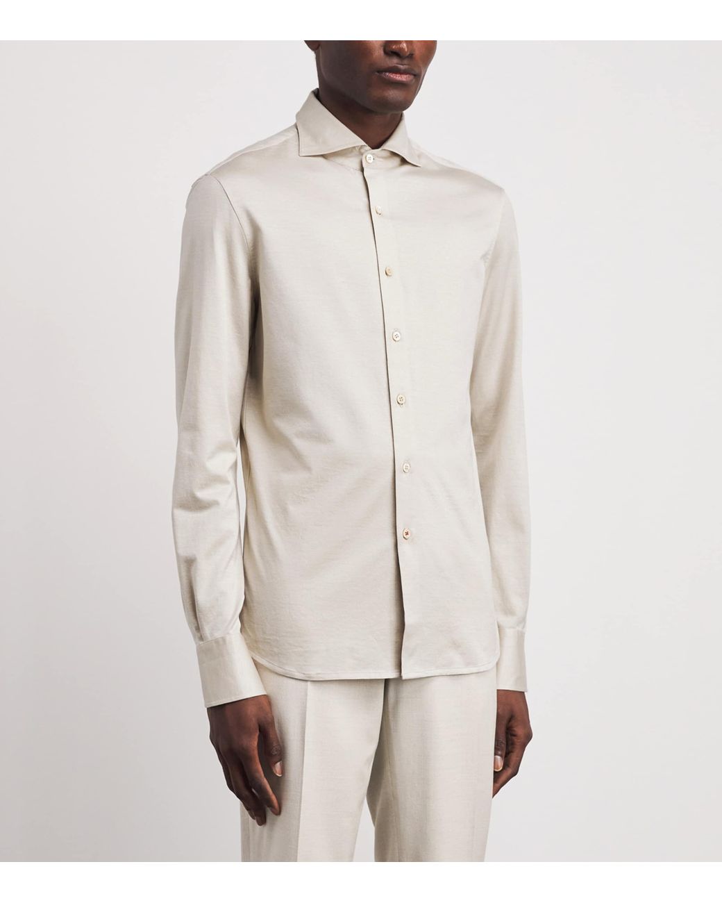 Isaia Natural Cotton Jersey Shirt for men