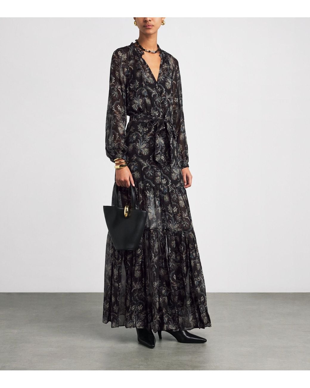 Veronica Beard Black Silk Isra Maxi Dress