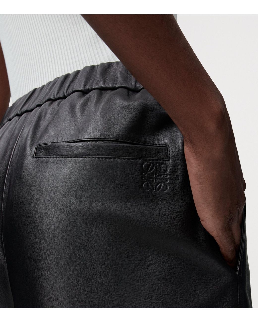 Loewe Gray Nappa Lambskin Cropped Trousers