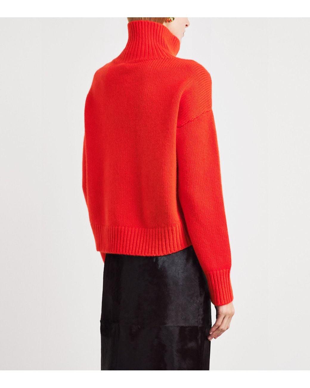 Yves Salomon Red Wool-Cashmere Funnel-Neck Sweater