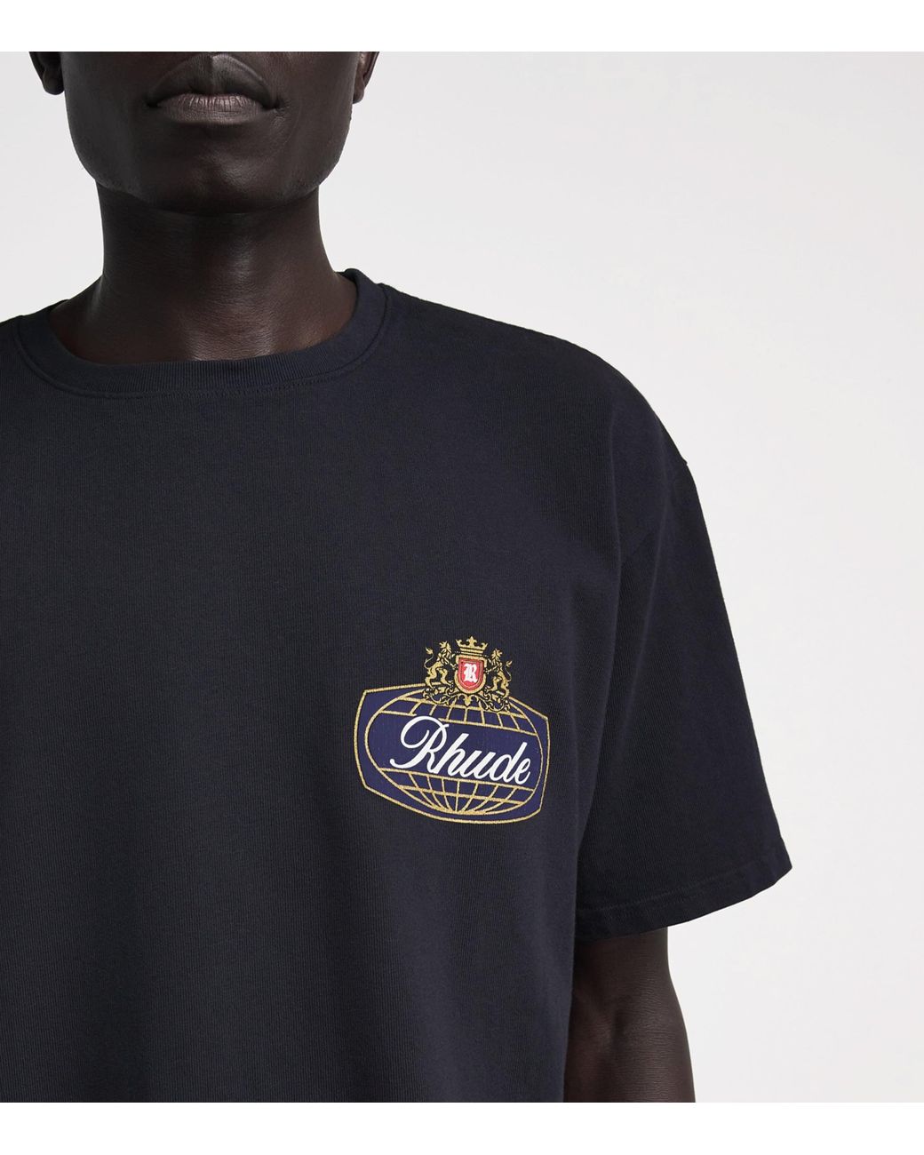 Rhude Black Cotton Safari Crest T-Shirt for men