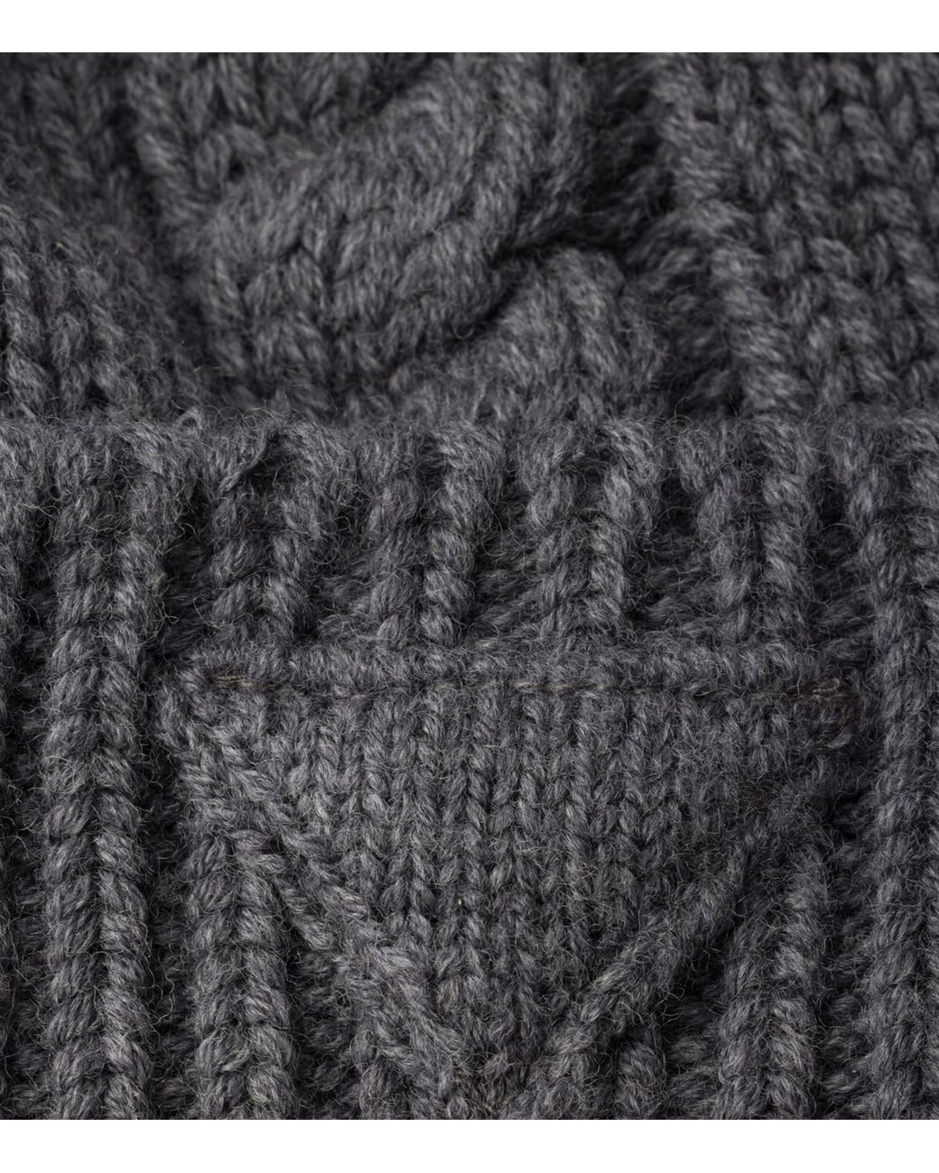 Prada Gray Virgin Wool Triangle Beanie