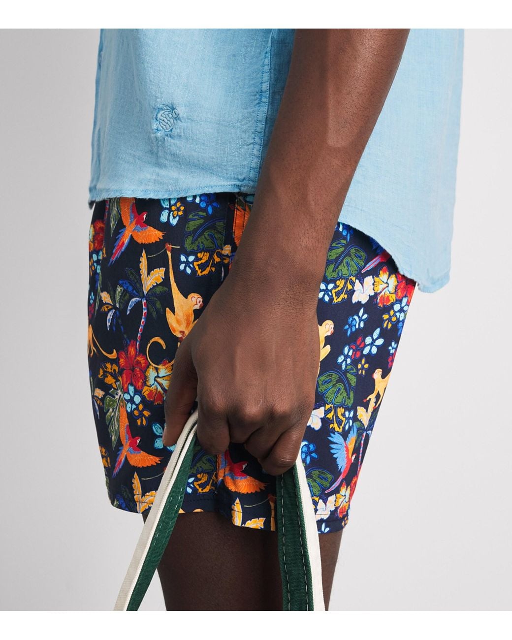 Vilebrequin Blue Linen Caroubis Shirt for men