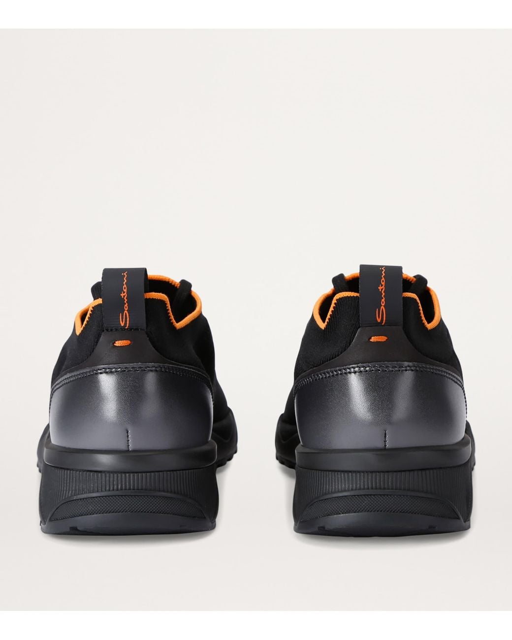 Santoni Black Technical-Knit Runner Sneakers for men
