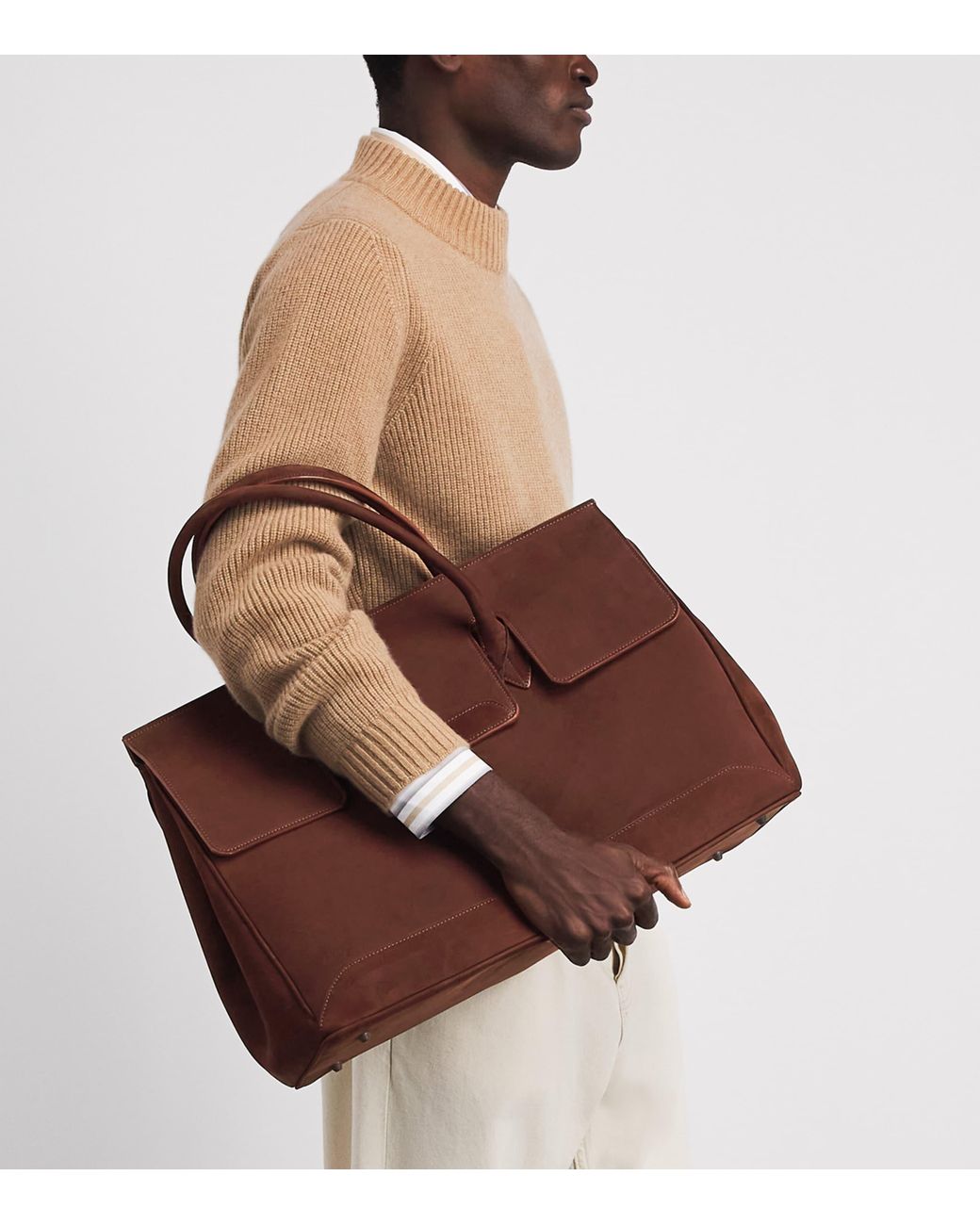 Colombo Brown Suede Holdall Bag for men
