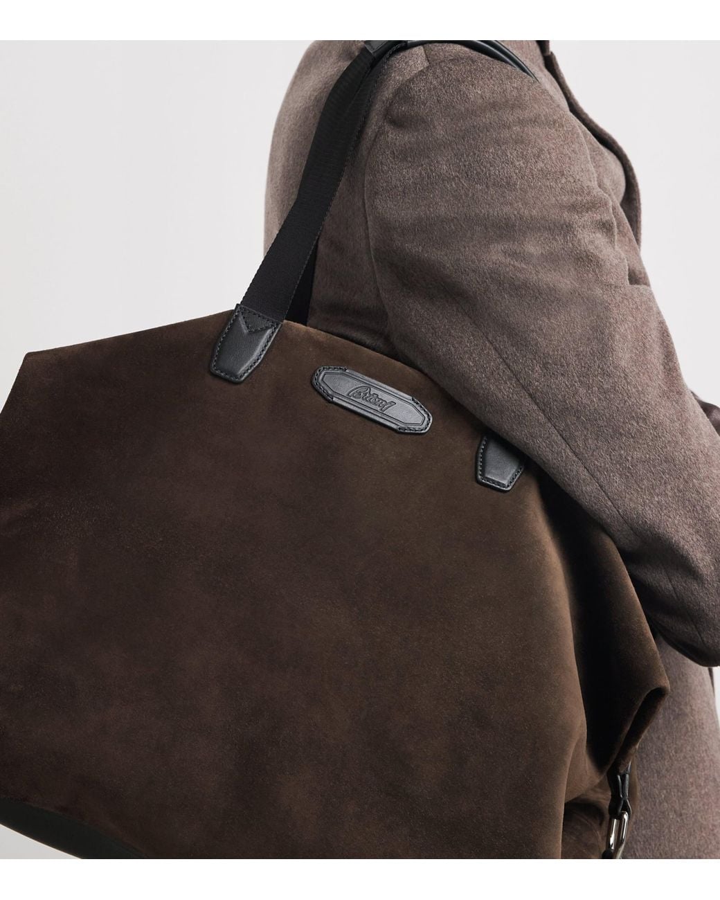 Brioni Black Cashmere Suede Via Veneto Duffle Bag for men