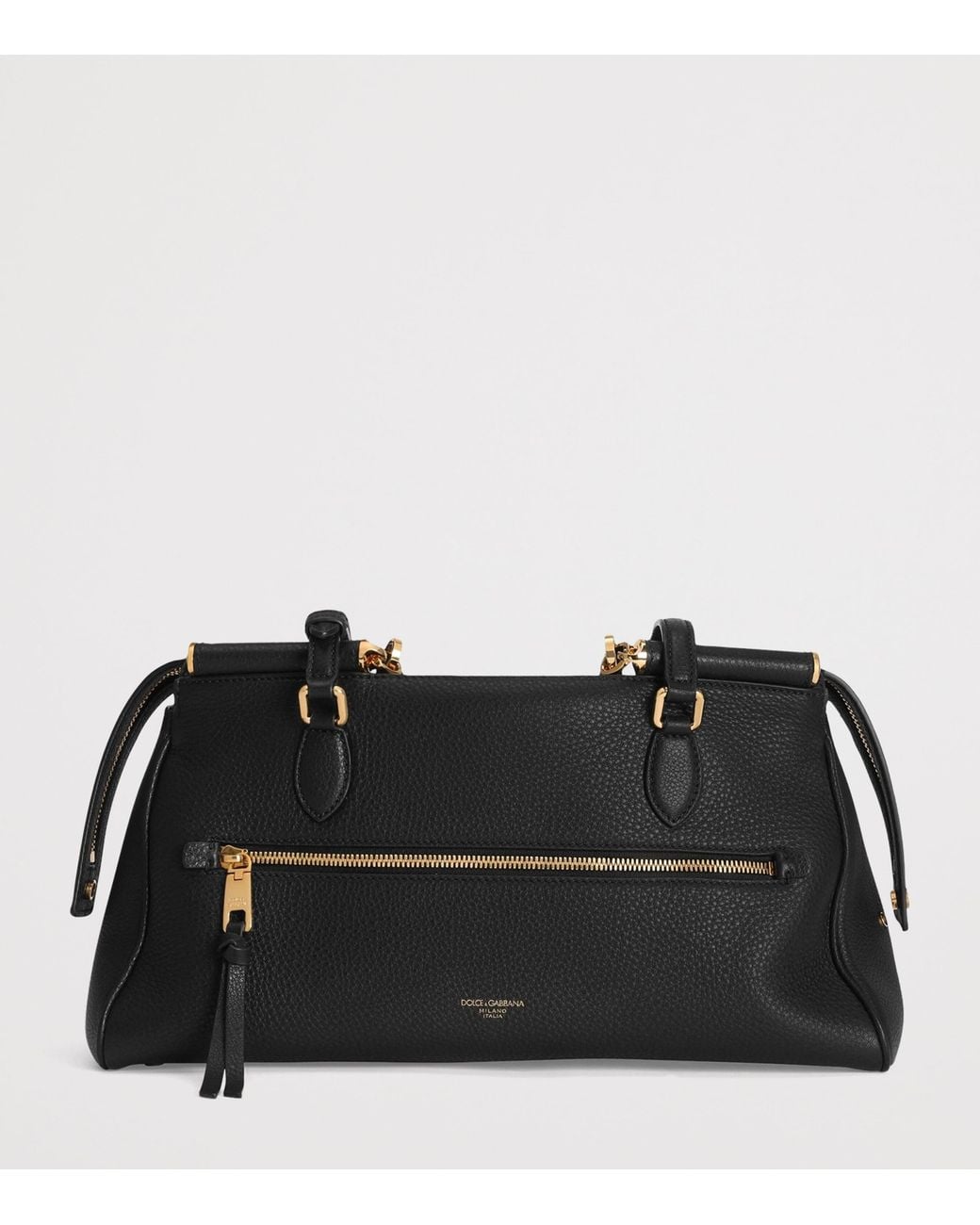 Dolce & Gabbana Black Calfskin Vittoria Top-Handle Bag