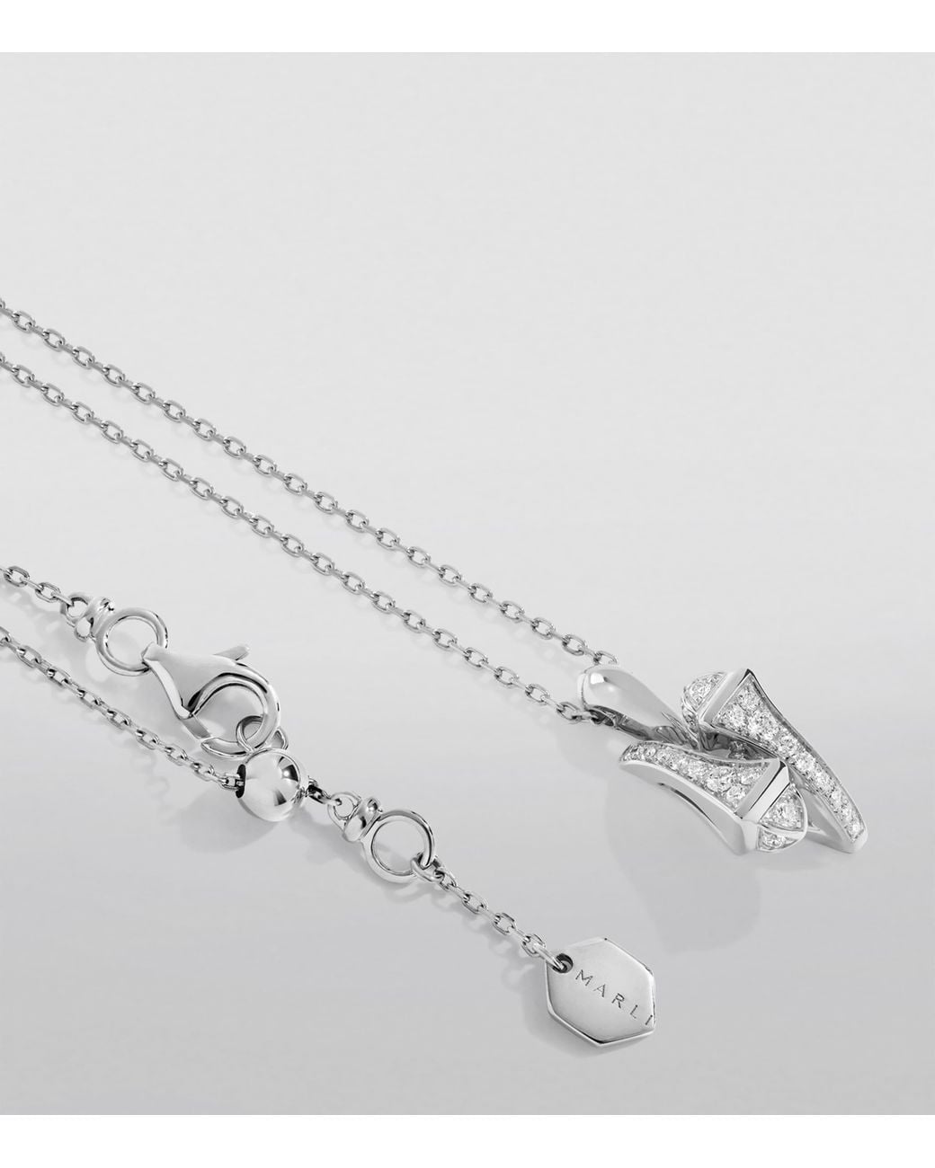 Marli New York White And Diamond Cleo Huggie Pendant Necklace