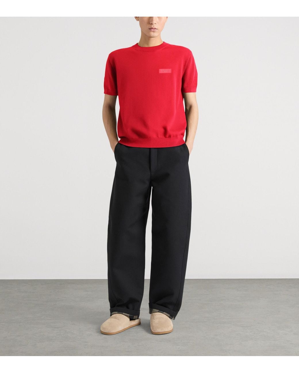 Givenchy Red Cotton Logo-Tab T-Shirt for men