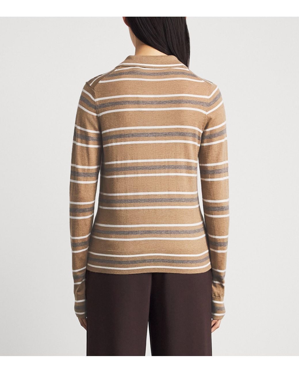 Varley Brown Stripe Mayra Polo Sweater