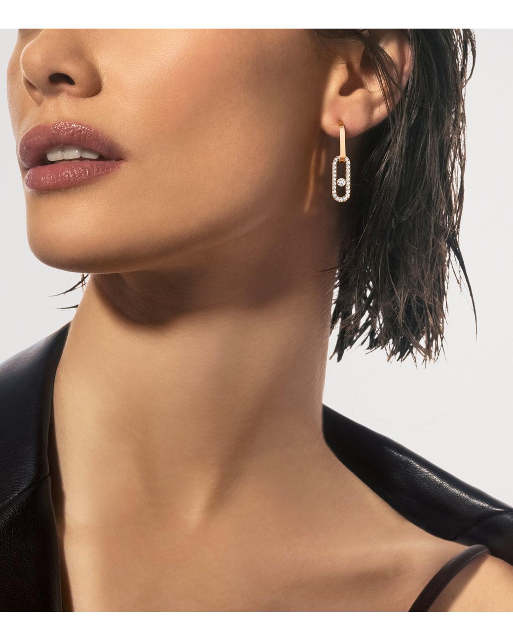 Messika White Move Link And Diamond Convertible Earrings