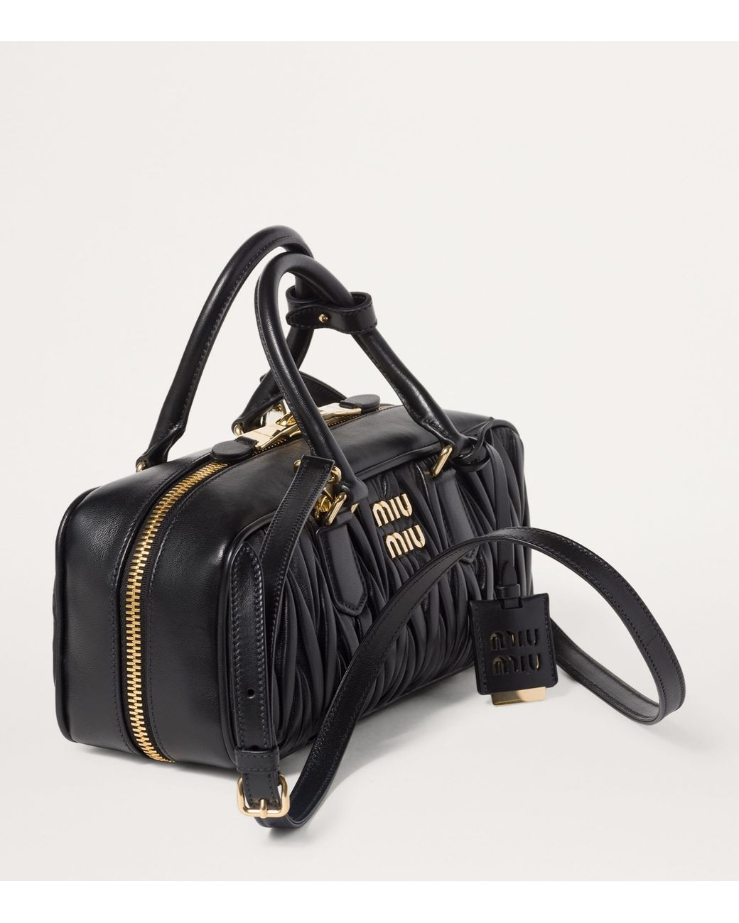 Miu Miu Black Matelassé Leather Arcadie Top-Handle Bag