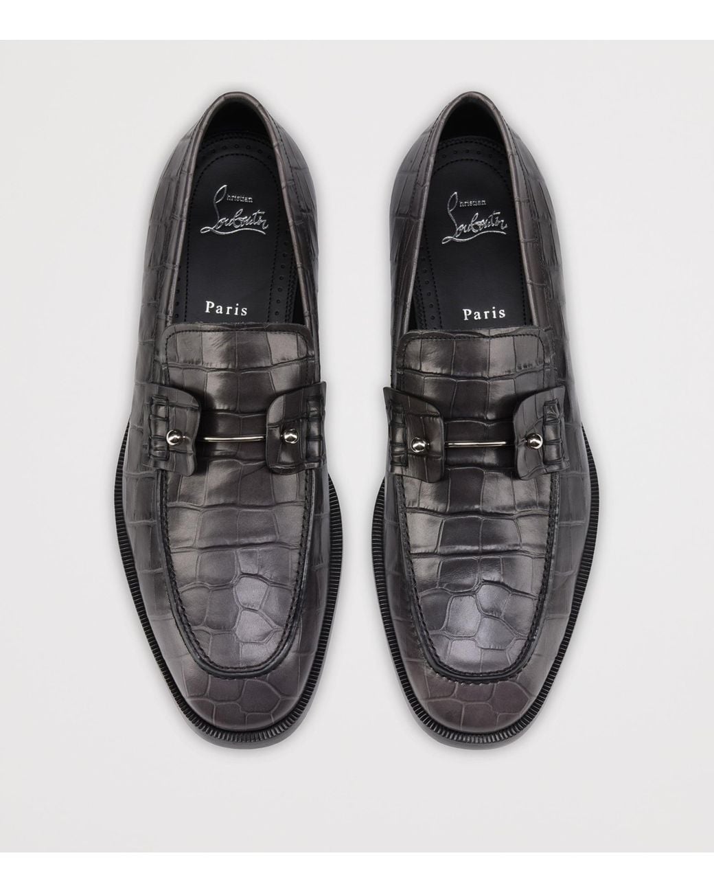 Christian Louboutin Black Chambelimoc Leather Loafers for men