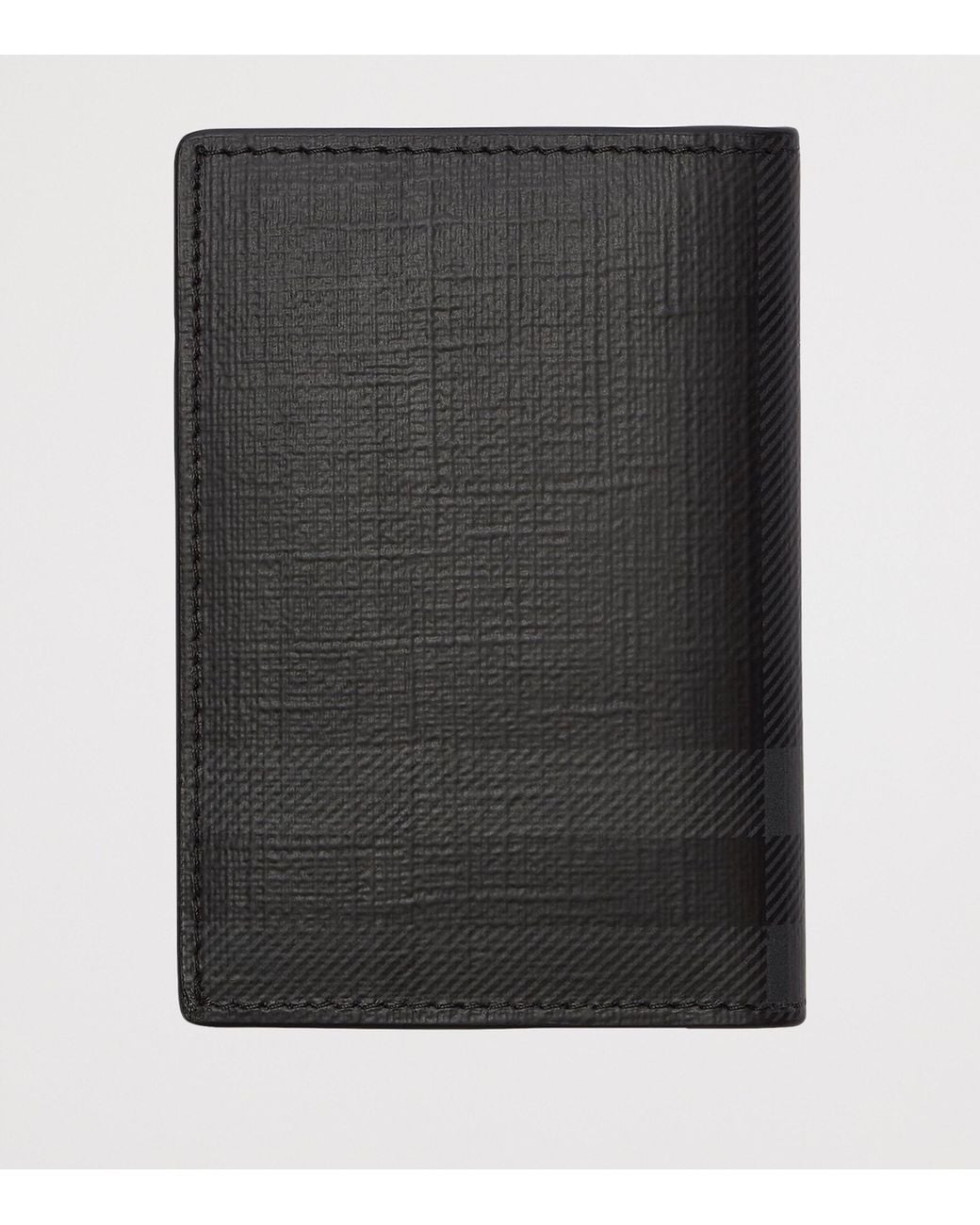 Burberry Black City Check Folding Card Holder for men