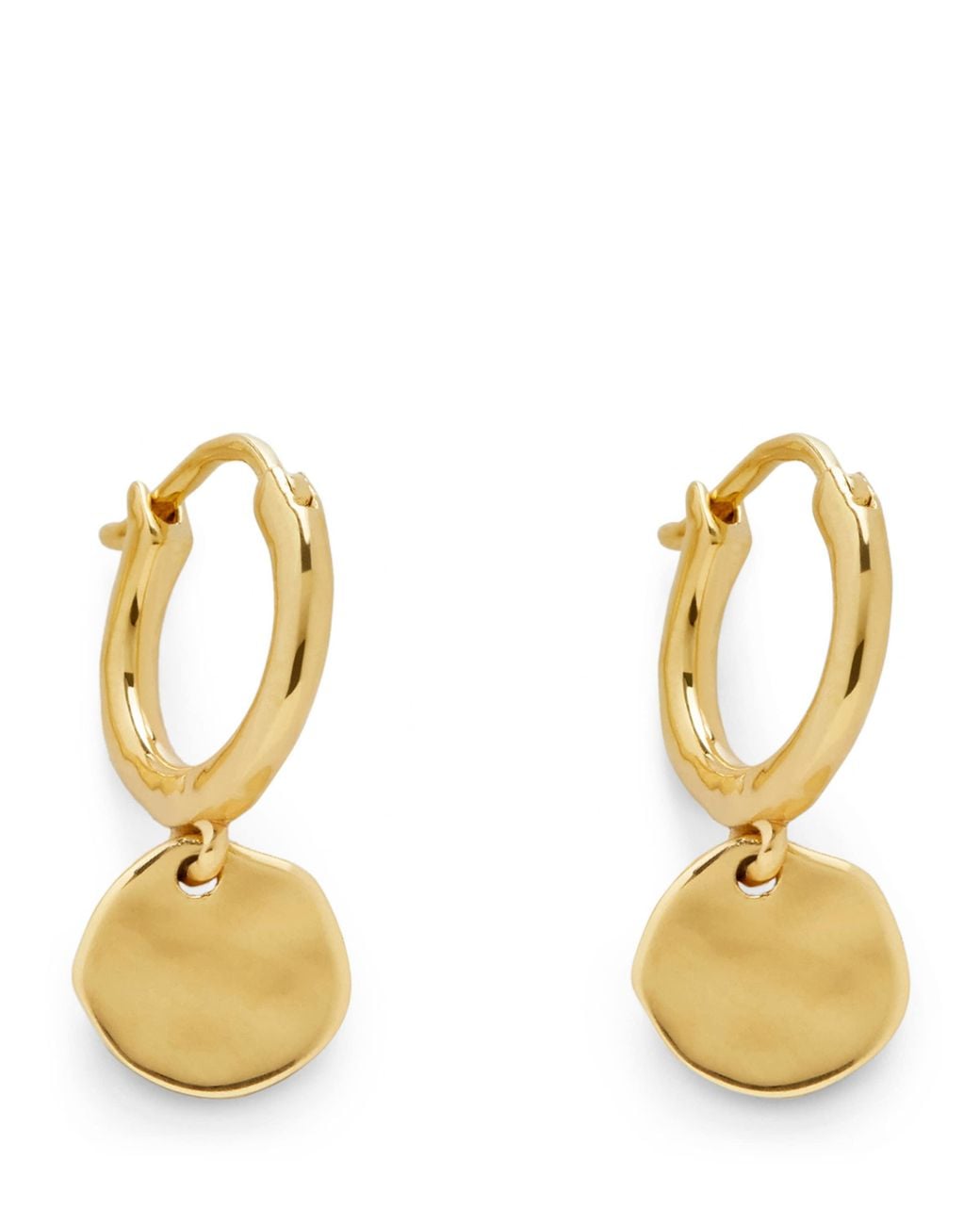 Monica Vinader Metallic Mini Vermeil Mv Siren Muse Disc Huggie Earrings
