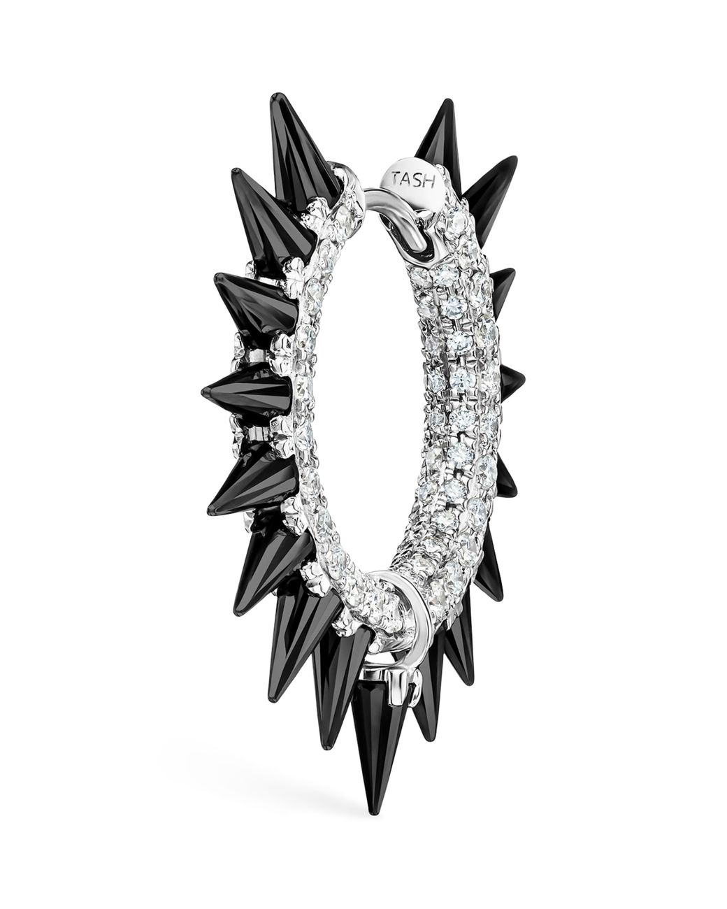 Maria Tash Black Moissanite Mohawk And Diamond Pavé Hoop Earring