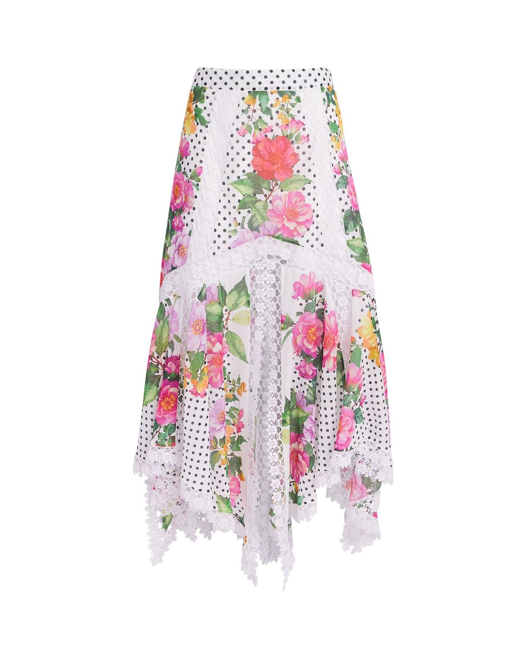 Charo Ruiz White Floral Velina Midi Skirt