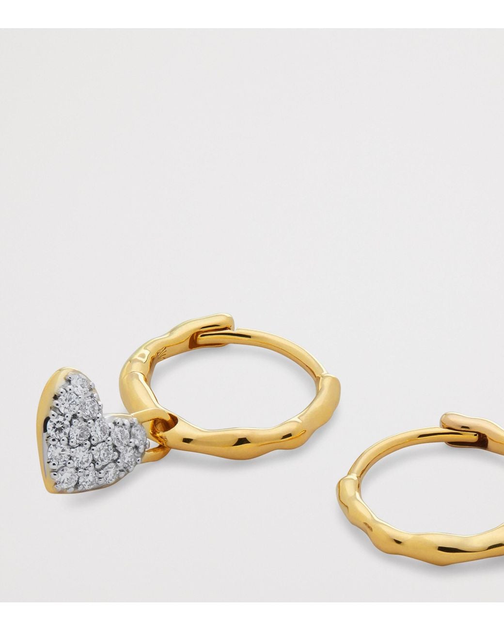 Monica Vinader Metallic Mini Vermeil And Diamond Heart Huggie Earrings
