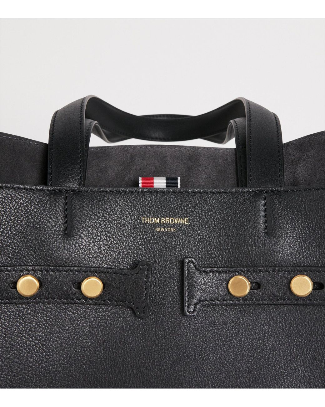 Thom Browne Black Leather Cabas Tote Bag