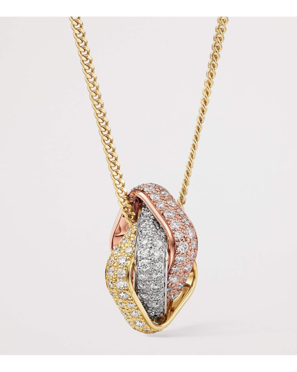 Cartier Metallic Mixed And Diamond Trinity Box Necklace