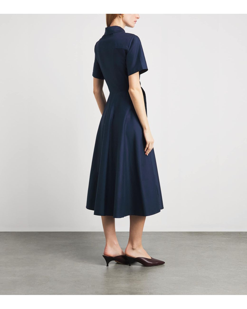 Toccin Blue Cotton Poplin Megan Midi Shirt Dress