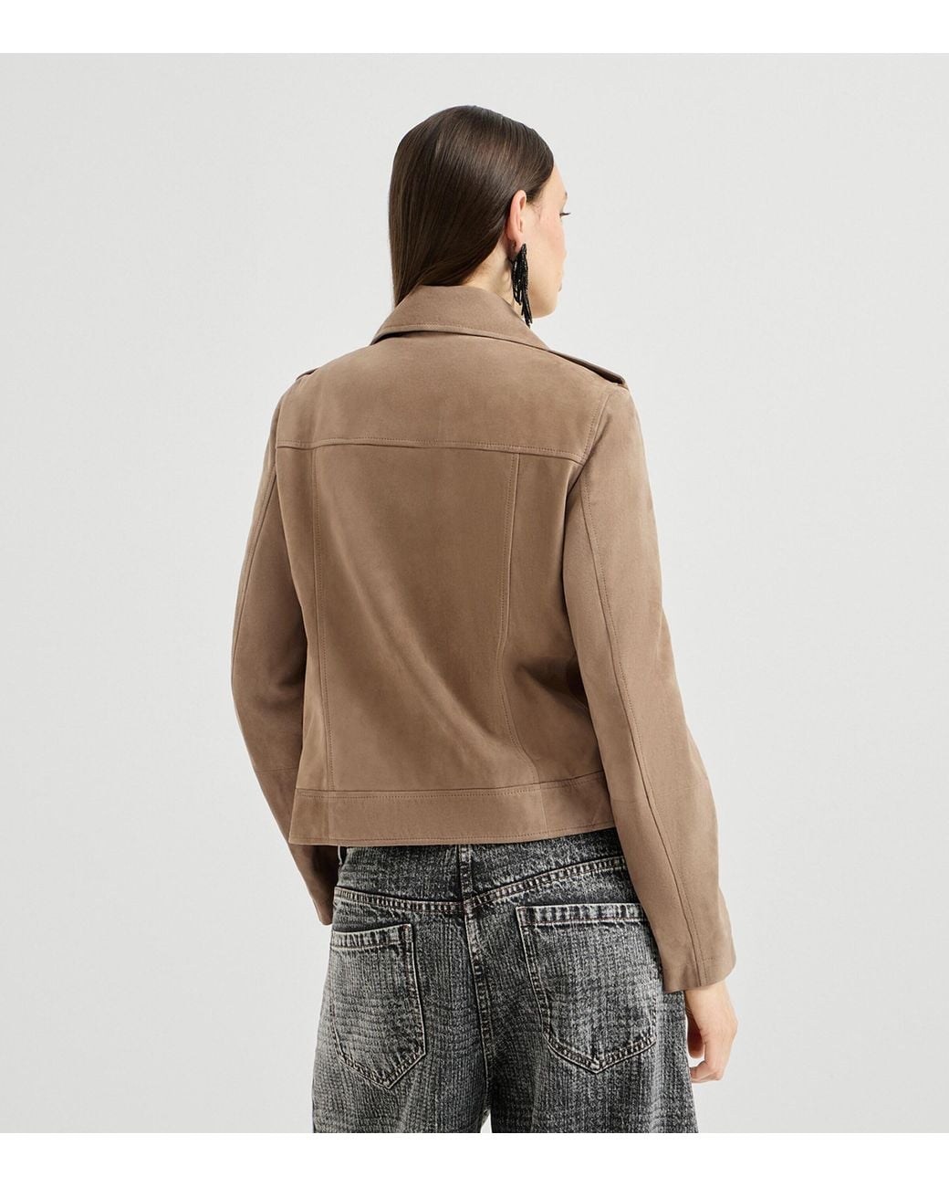 Brunello Cucinelli Brown Suede Biker Jacket
