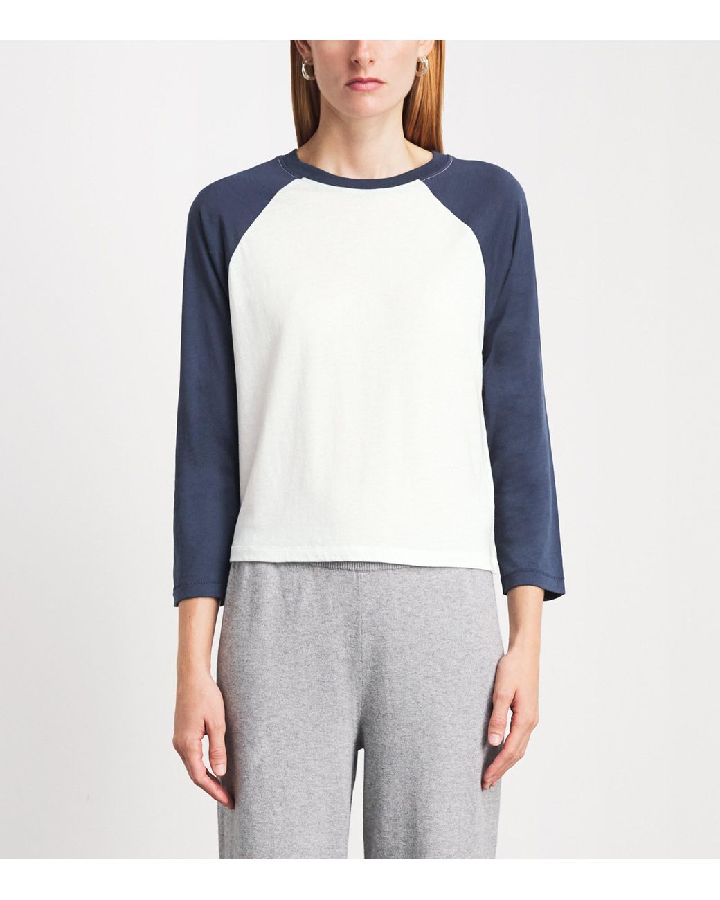 ÉTERNE Blue Cotton-Modal Baseball T-Shirt