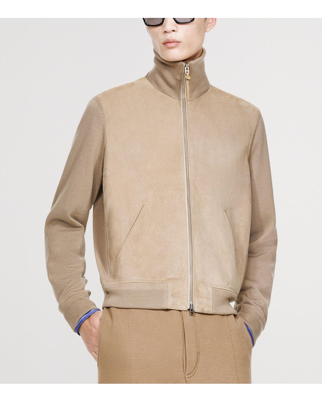 Tom Ford Natural Virgin Wool Zip-Up Sweater for men