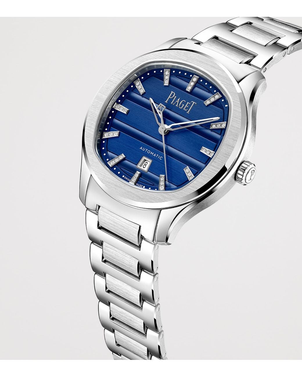 Piaget Blue Stainless Steel And Diamond Polo Date Watch