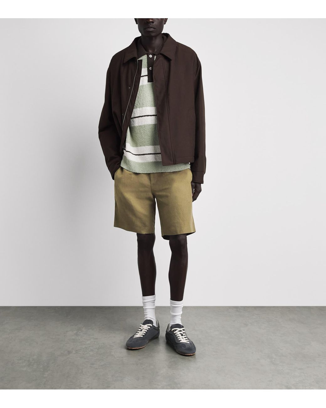 Samsøe & Samsøe Green Linen-Cotton Smith Shorts for men