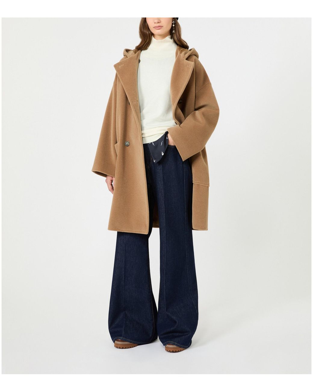 Weekend by Maxmara White Silk-Wool-Blend Rollneck Sweater