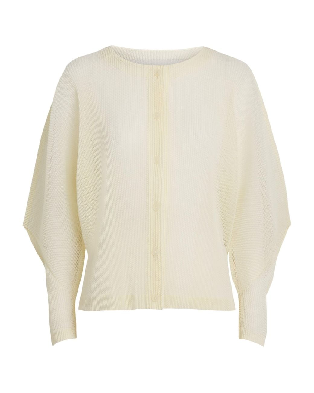 Pleats Please Issey Miyake White Tatami August Cardigan