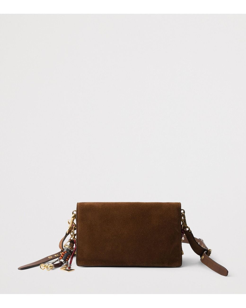 Prada Brown Small Suede Soft Sound Shoulder Bag