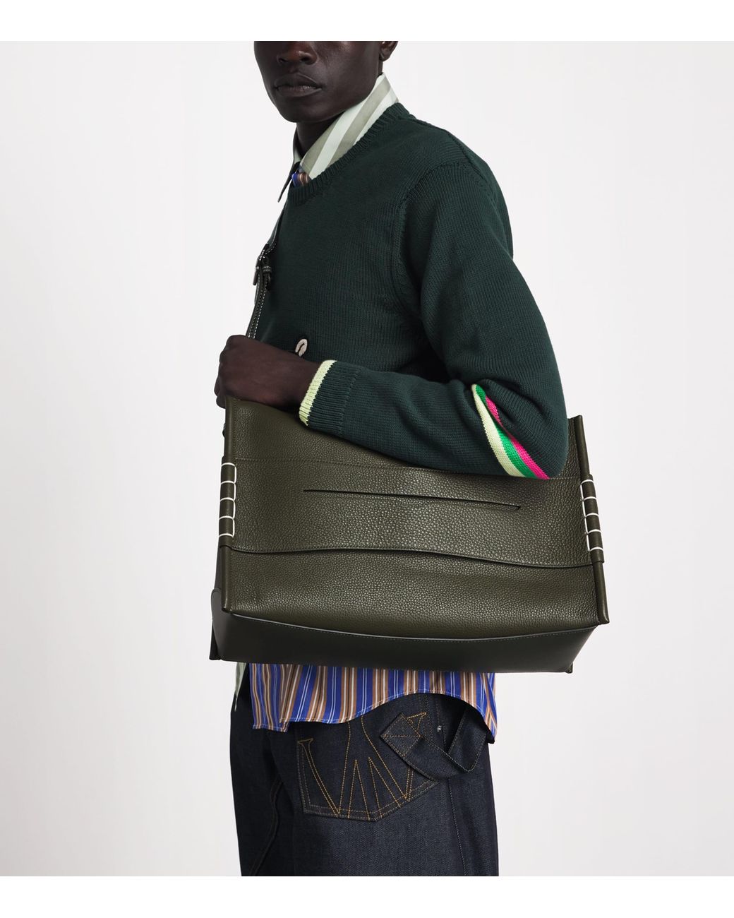 J.W. Anderson Green Leather Loafer Messenger Bag for men