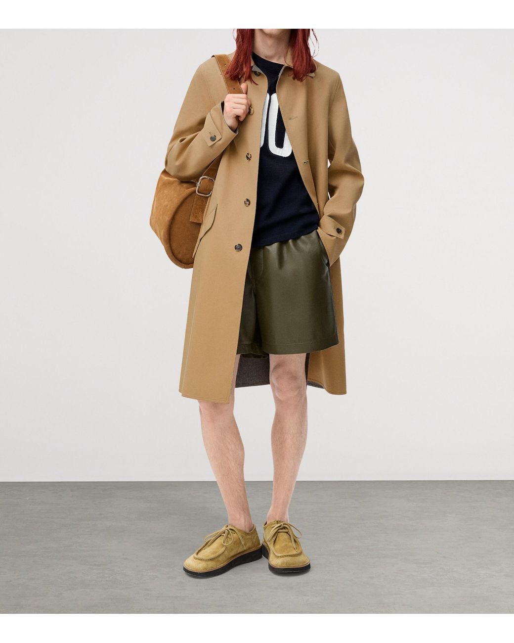 Loewe Green Leather Shorts for men
