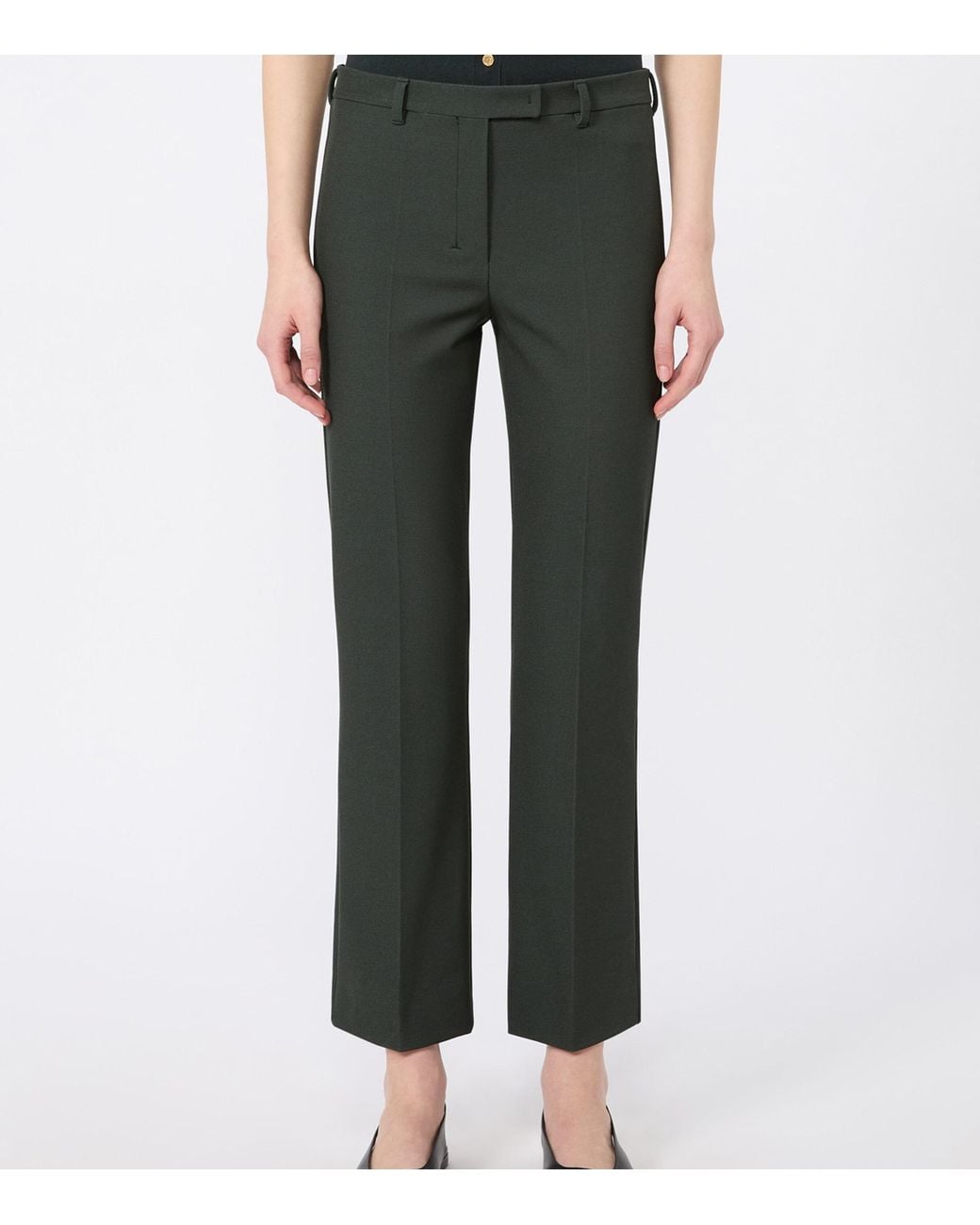 Max Mara Gray Cotton-Blend Flared Trousers