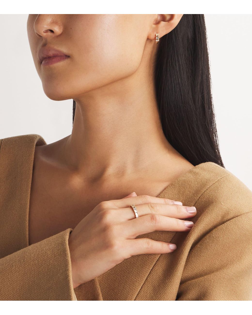 Suzanne Kalan Metallic And Diamond Bold Huggie Earrings