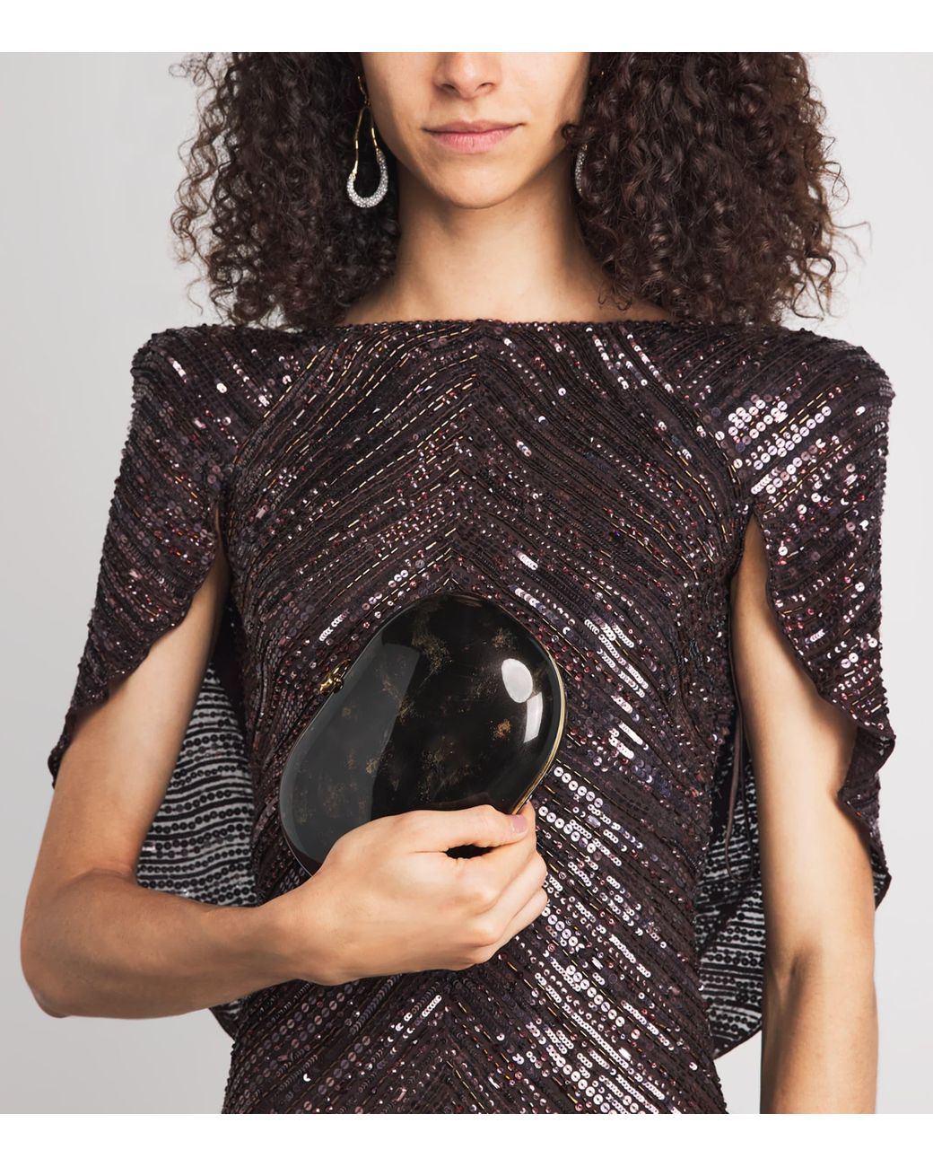 Jeffrey Levinson Black Oval Elina Clutch Bag