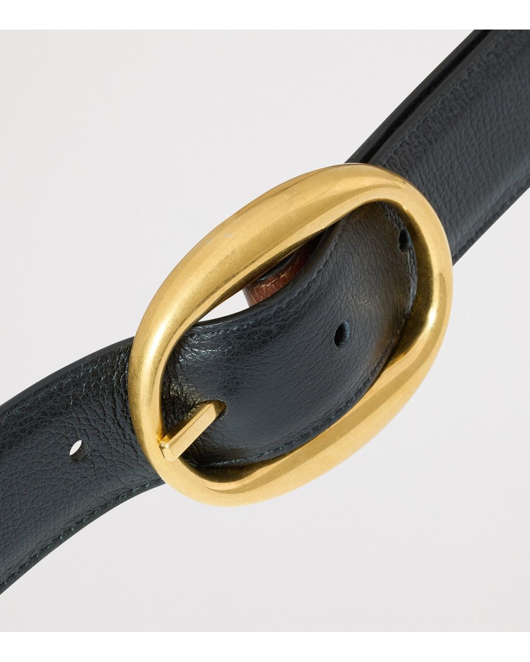 Saint Laurent Black Leather Reversible Oval-Buckle Belt