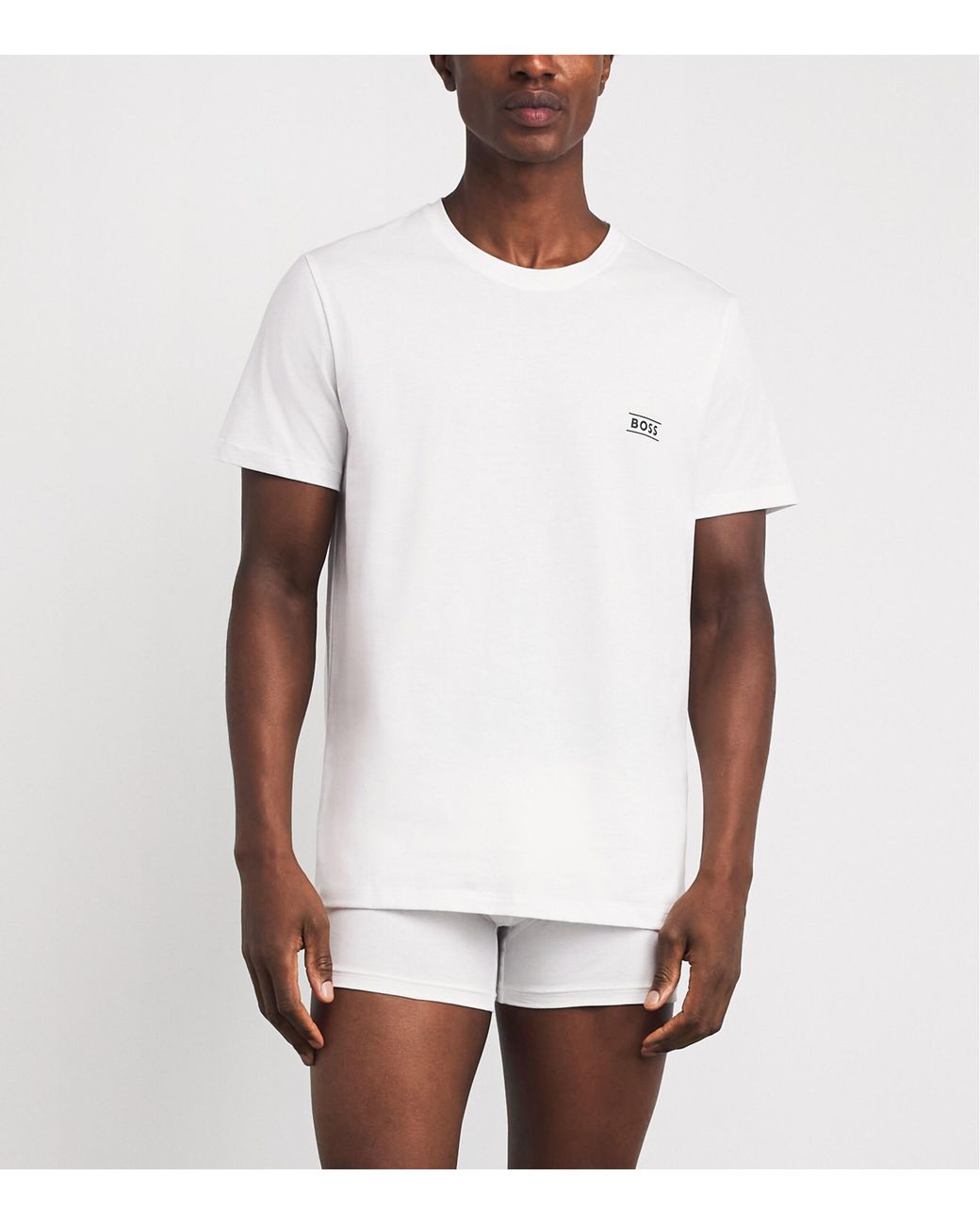 Boss White Cotton Logo T-Shirt for men