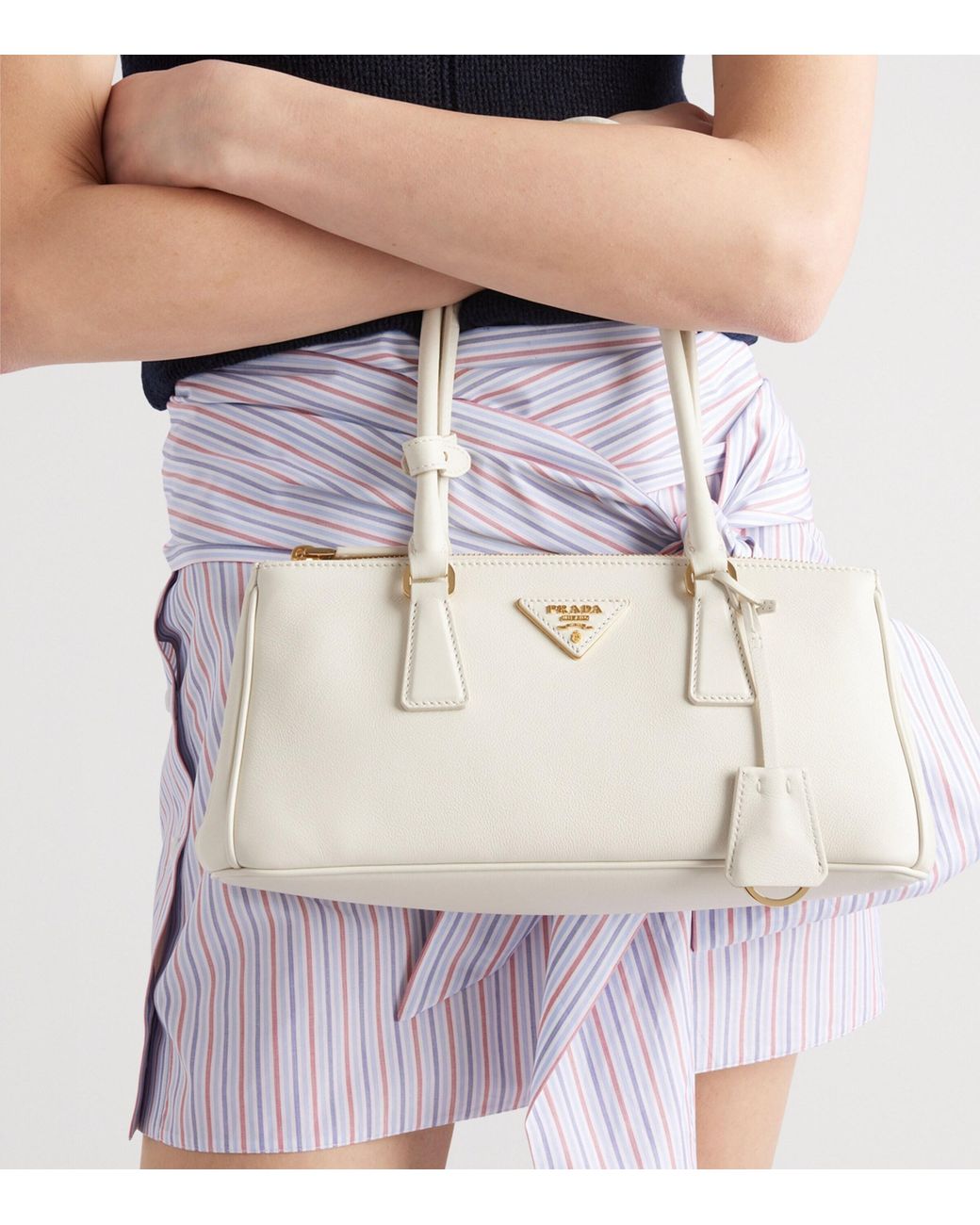 Prada Natural Medium Leather Galleria Top-Handle Bag