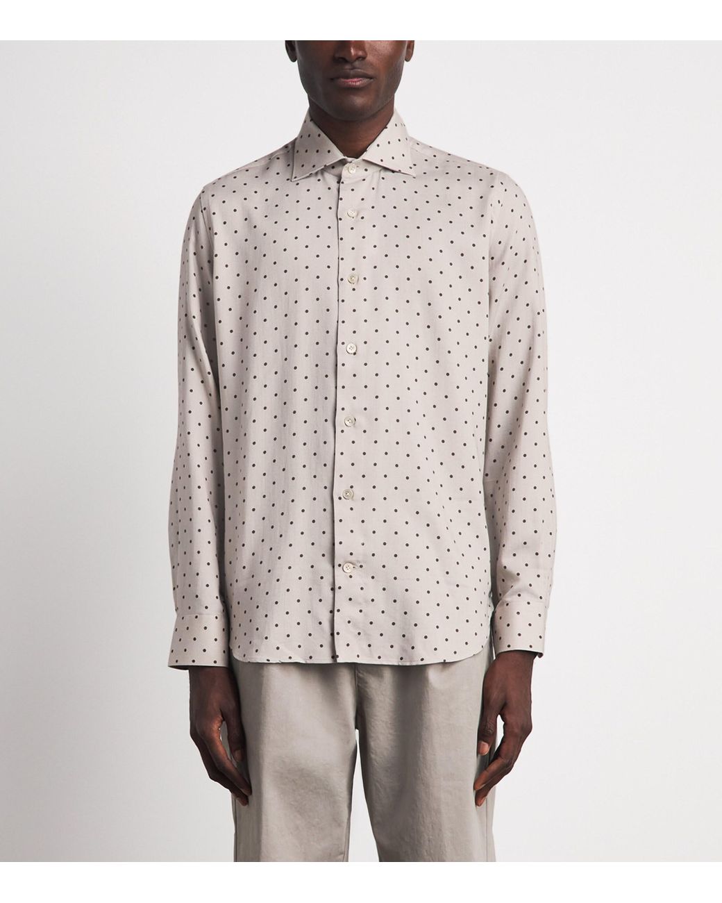 Eleventy White Cotton Polka Dot Shirt for men