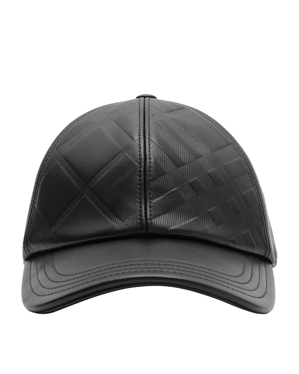 Burberry Gray Lambskin Embossed-Check Baseball Cap for men